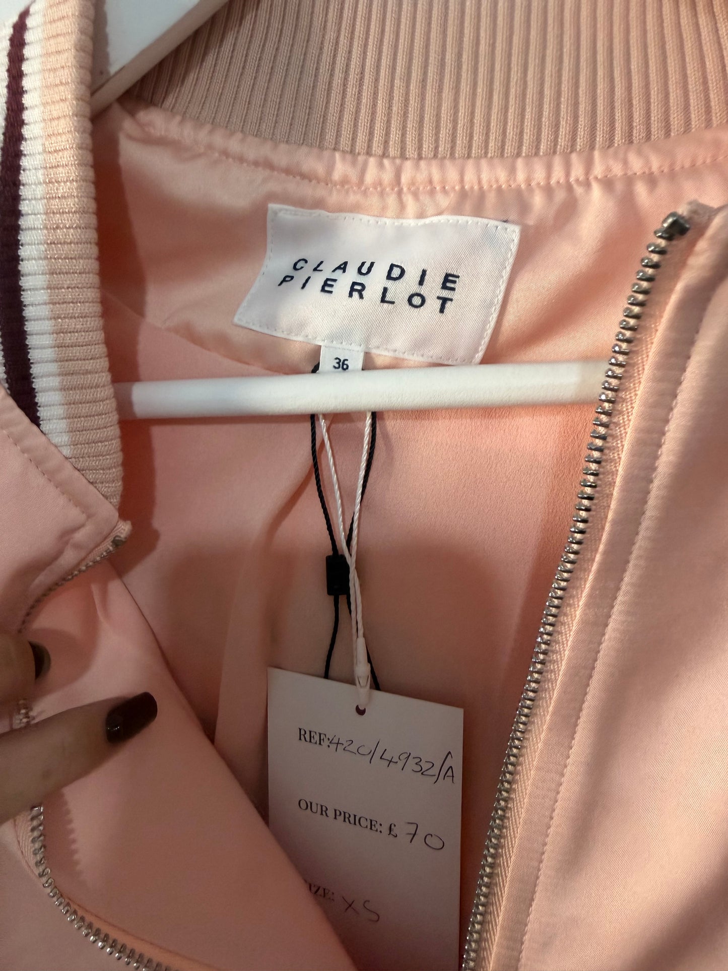 Pink Claudie Pierlot Bomber Jacket, Size XS