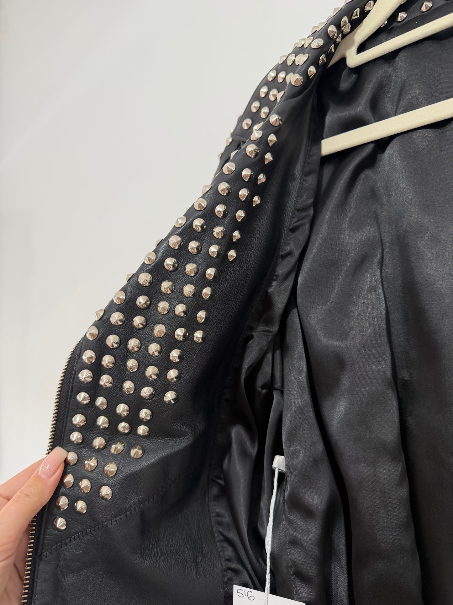 Pre-owned, Leather Studded Hebz Leather Jacket, Size S