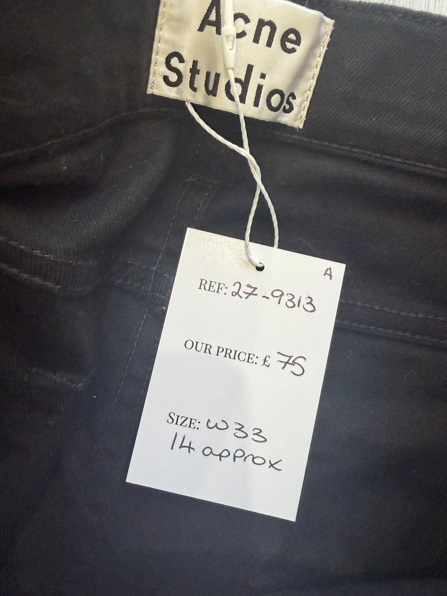 Preloved Acne Studios Jeans W33 UK 14 Black