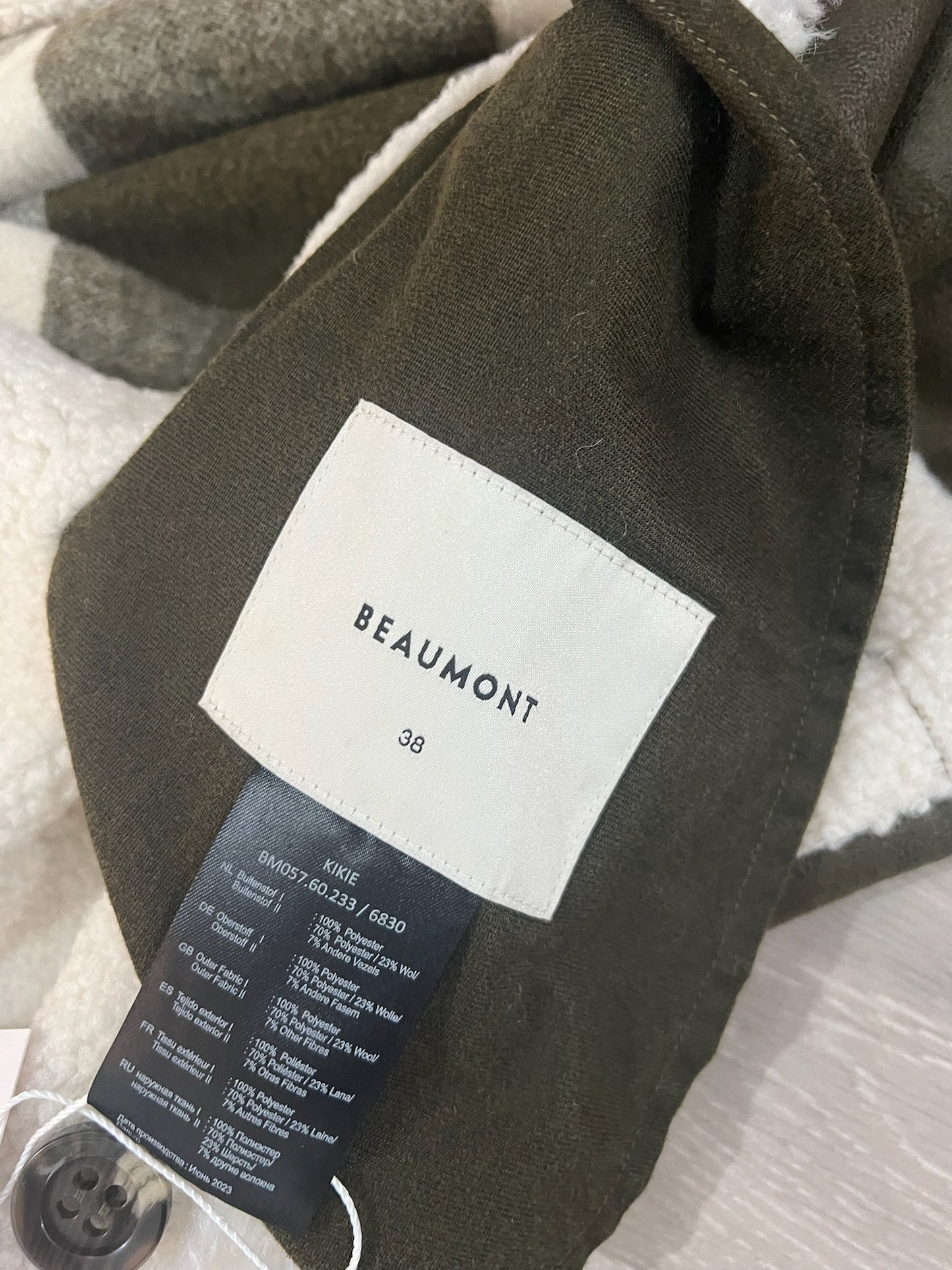 Pre-owned reversible cream and gree Beaumont Long jacket, Size 10