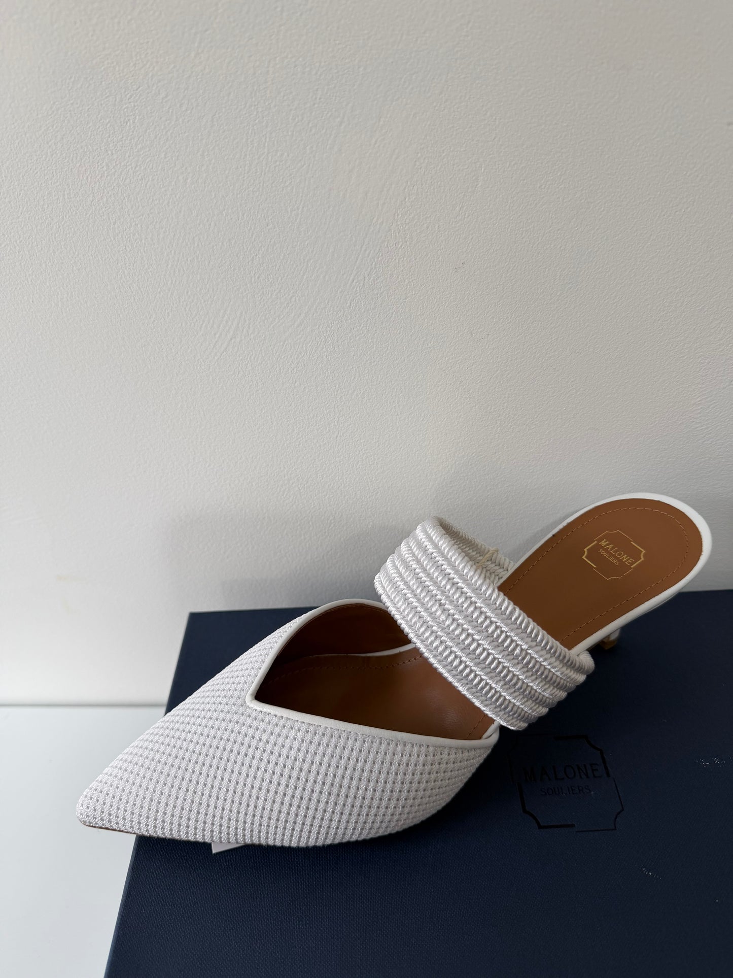Pre-owned, Brand New White Malone Souliers Kitten Heels, Size 39 - UK 6