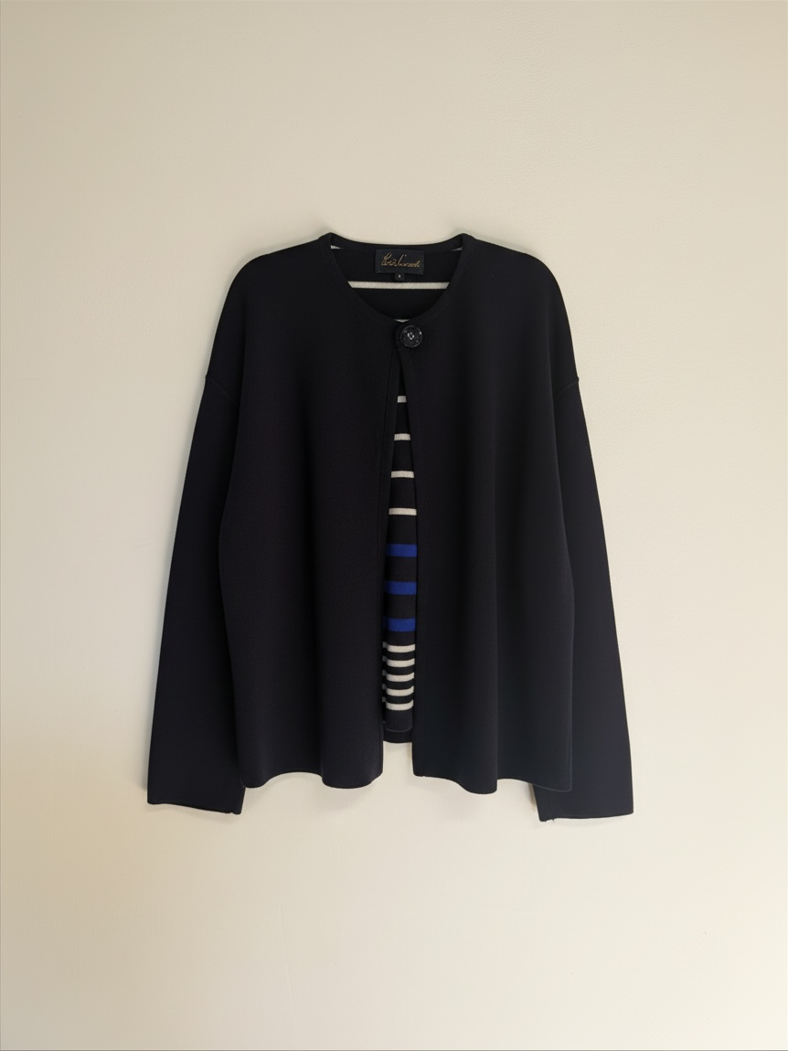 Preloved Luisa Spagnoli Knitted Cardigan Small Navy