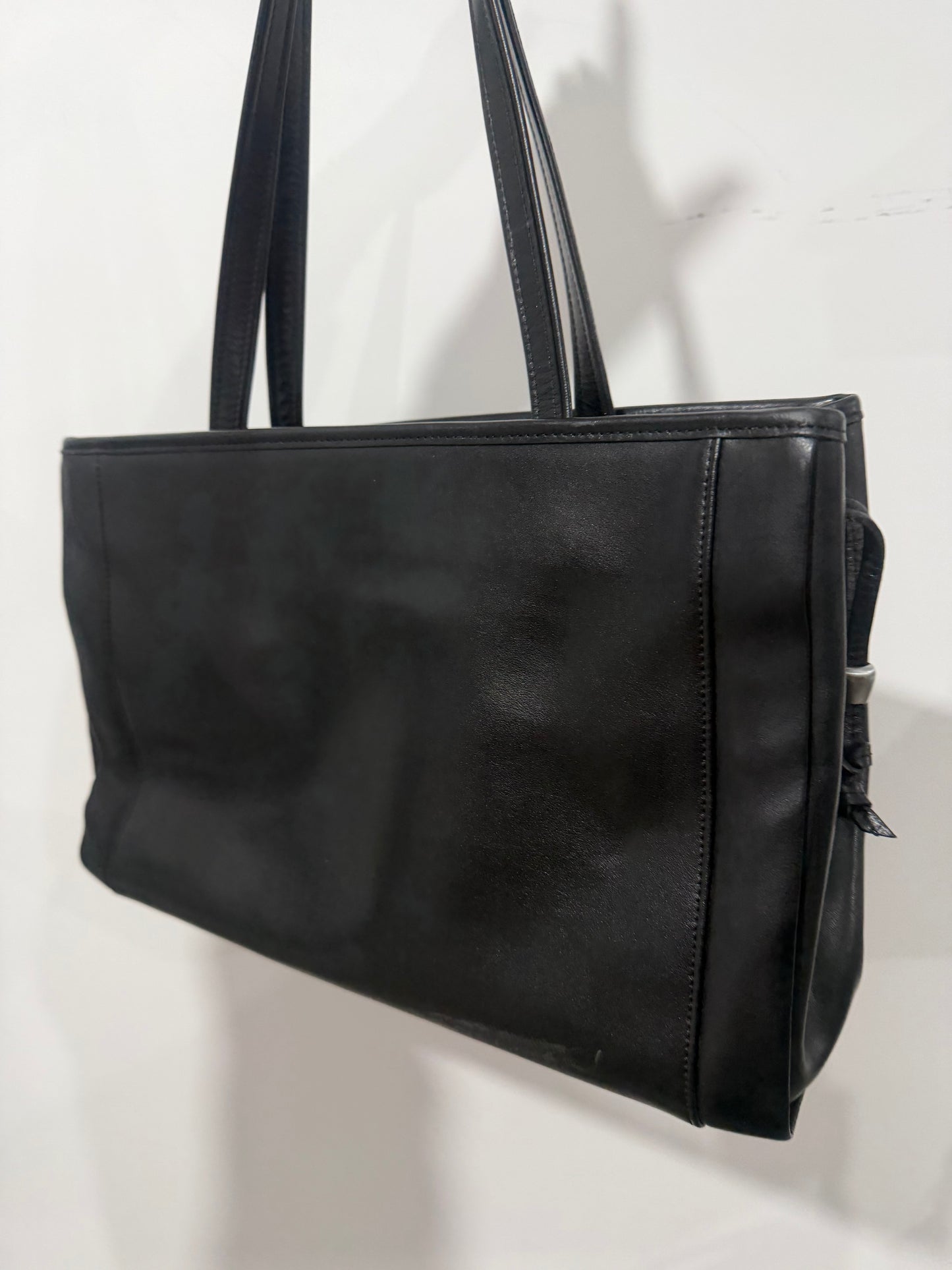 Black Leather Longchamp Handbag