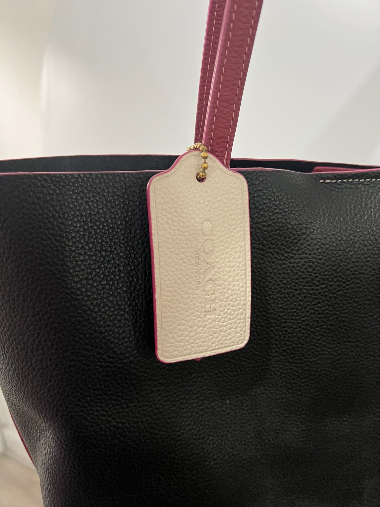 Black and Burgundy Coach Tote Bag