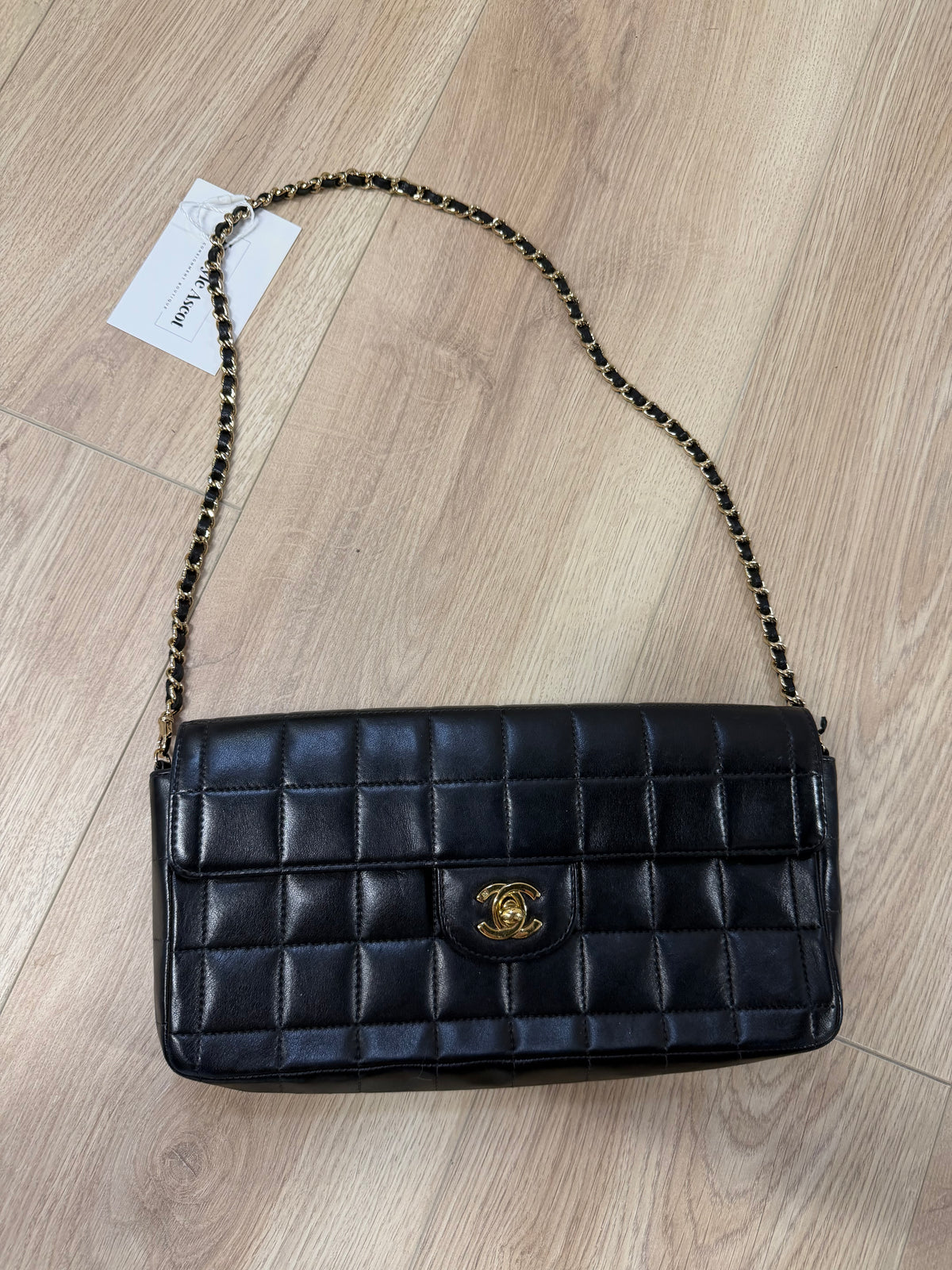 Preloved Chanel Black Chocolate Bar Handbag in Lambskin