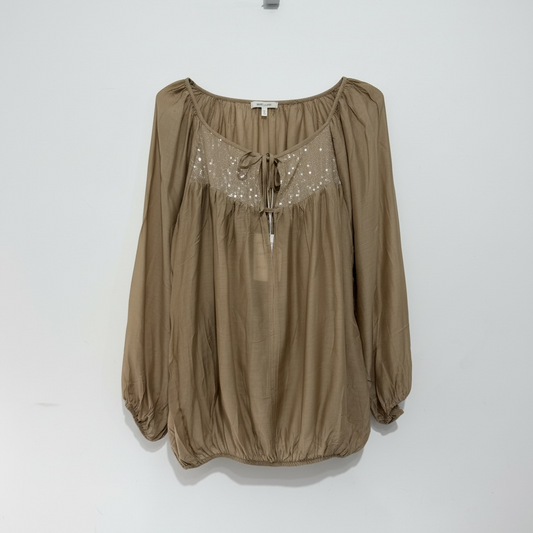 Pre-owned, Beige St Tropez Boho Blouse, Size M