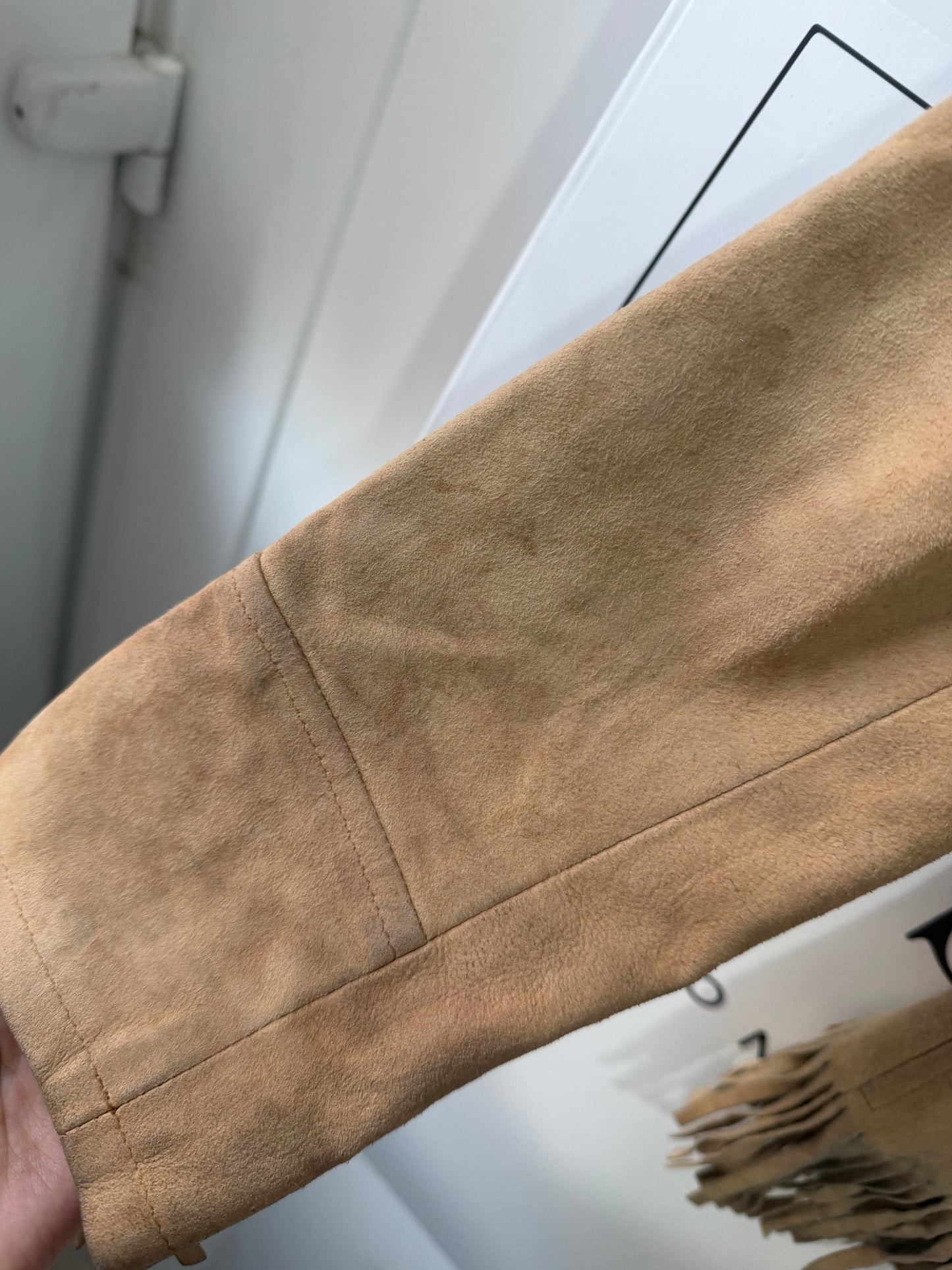Beige Suede Ralph Lauren Fringe Jacket