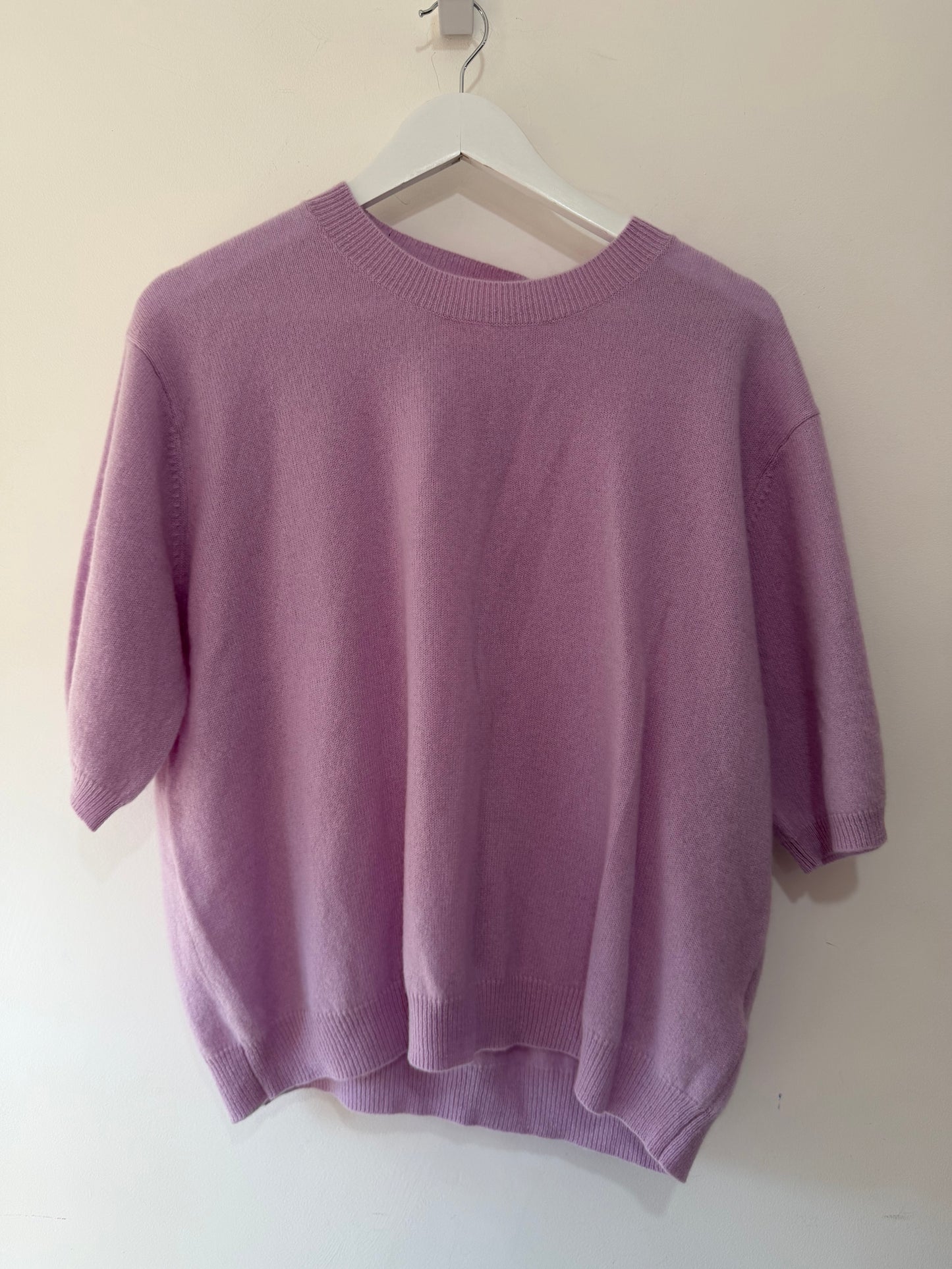Preloved Lilac BNWT 100% Cashmere Crush 01234 Short Sleeve Knit Top, L