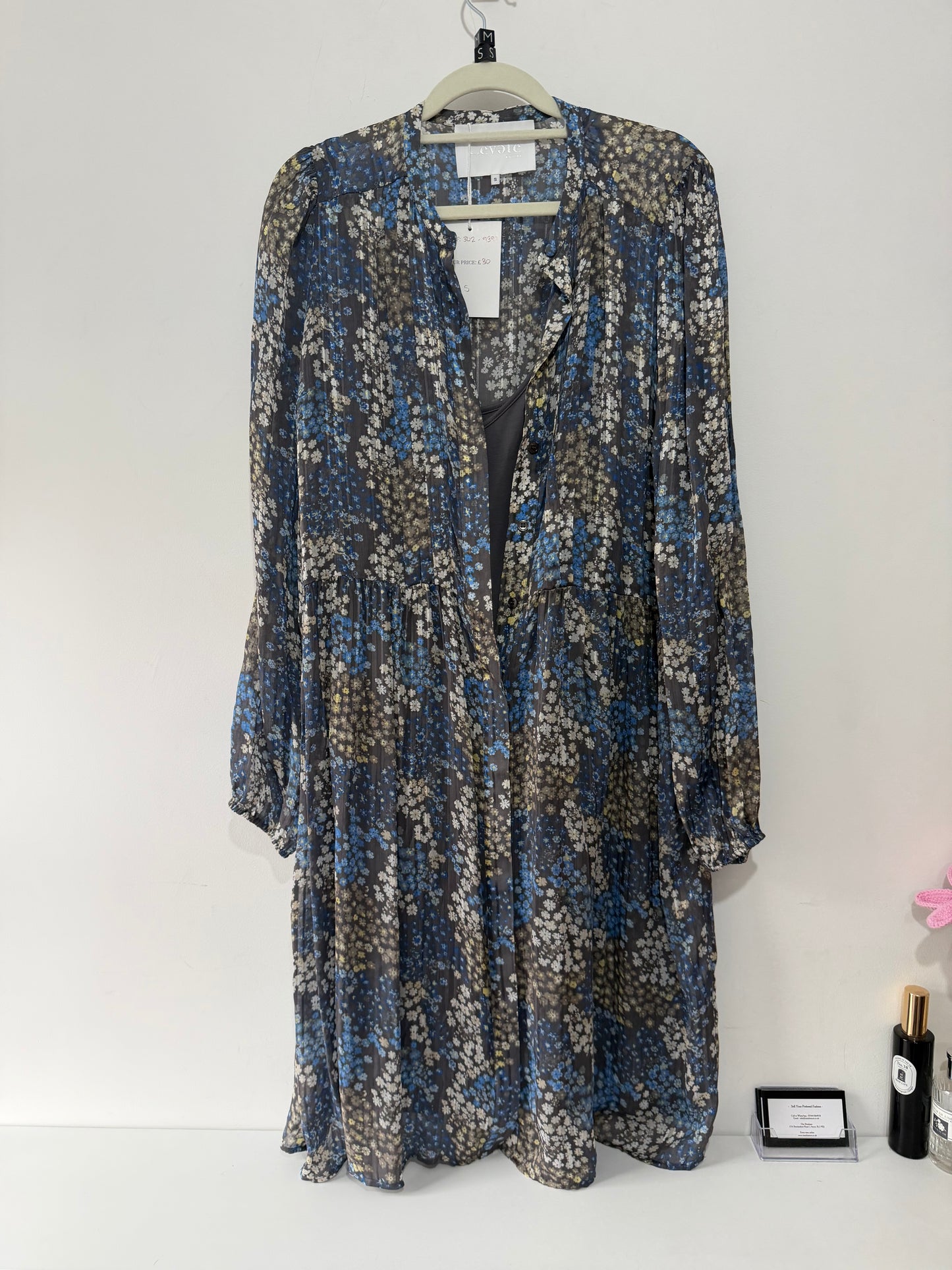 Preloved Levete Room Dress Small Grey Floral
