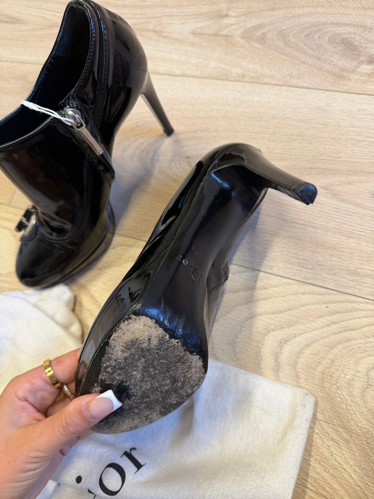 Preloved John Galliano Christian Dior Heels Size 4.5 Black Patent