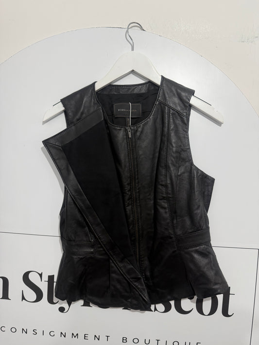 Black BCBGMaxazria Leather top, Size M