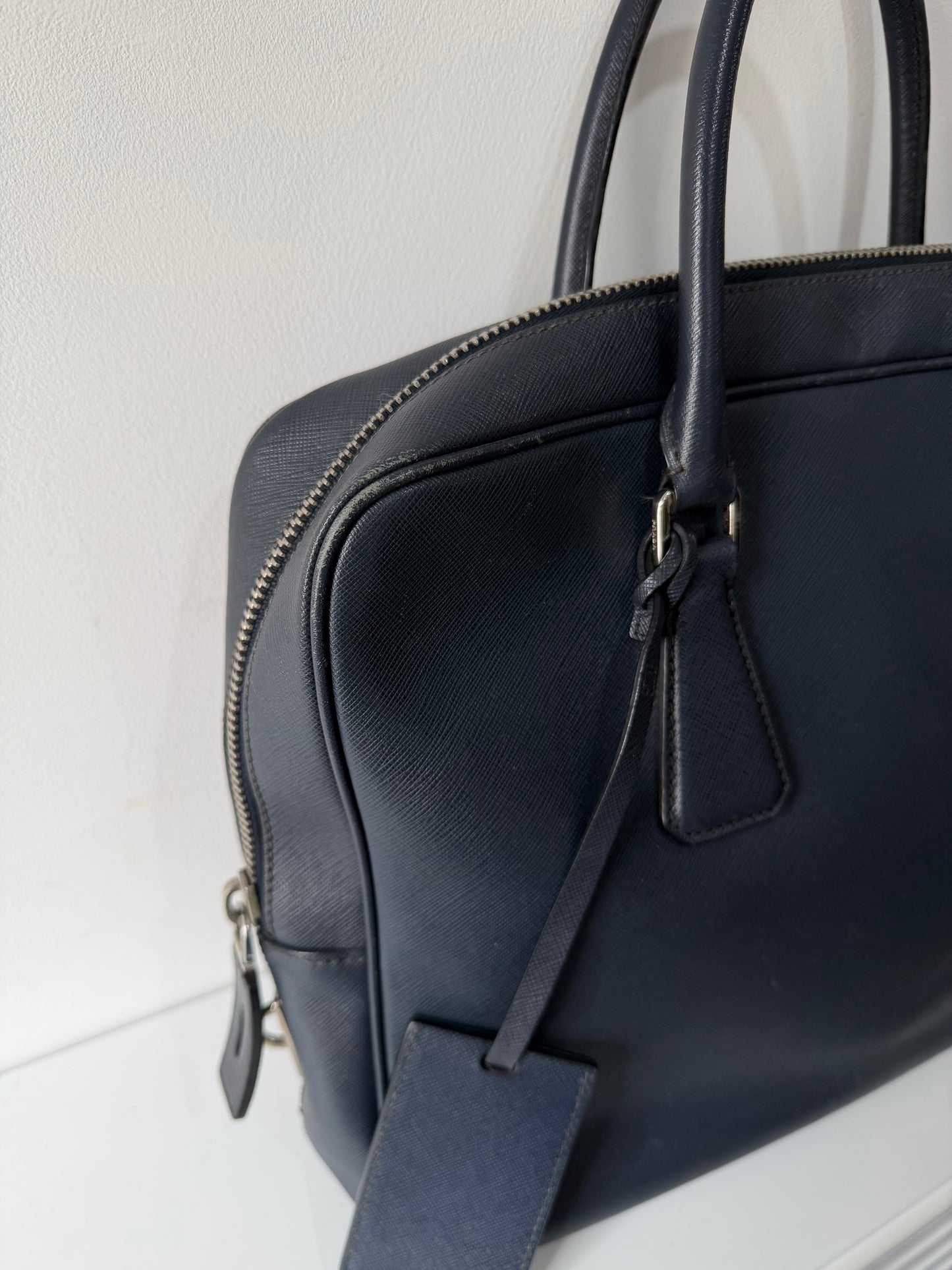 Preloved Grained Leather Prada Laptop Bag