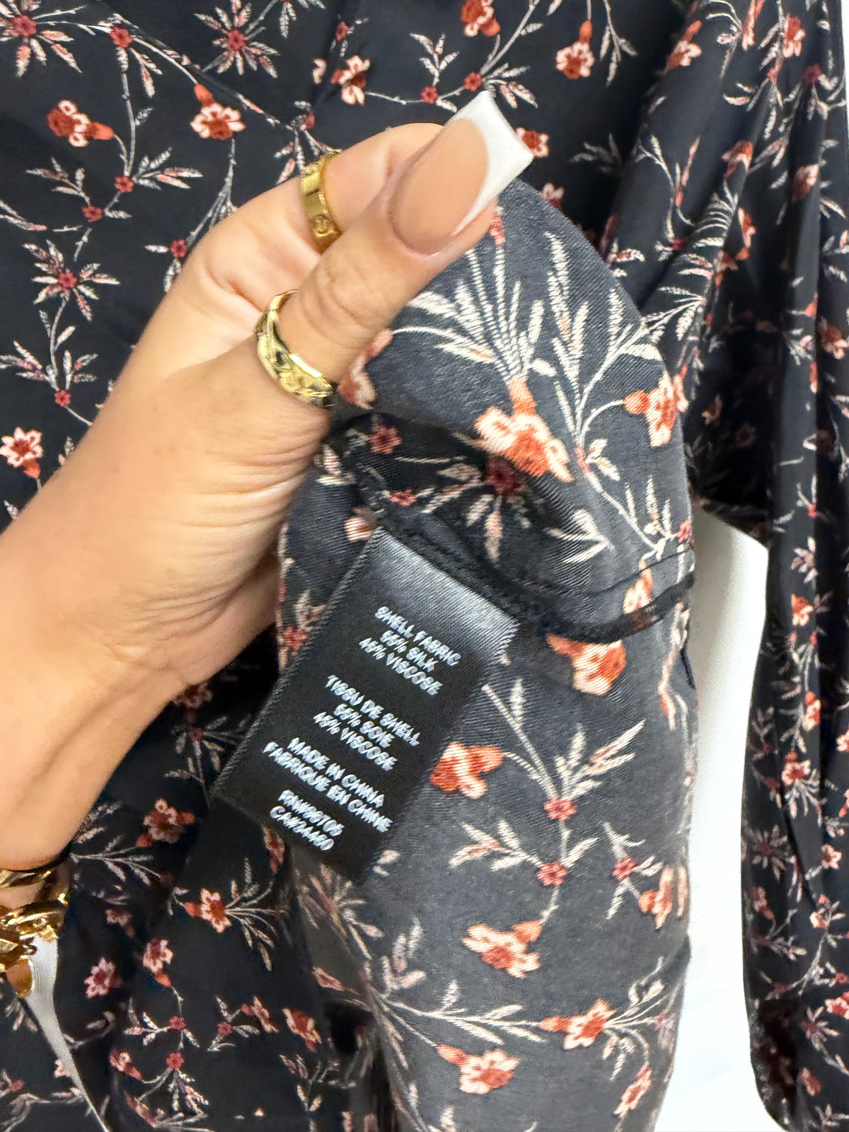 Preloved Rebecca Taylor Blouse Size 8 Black Floral