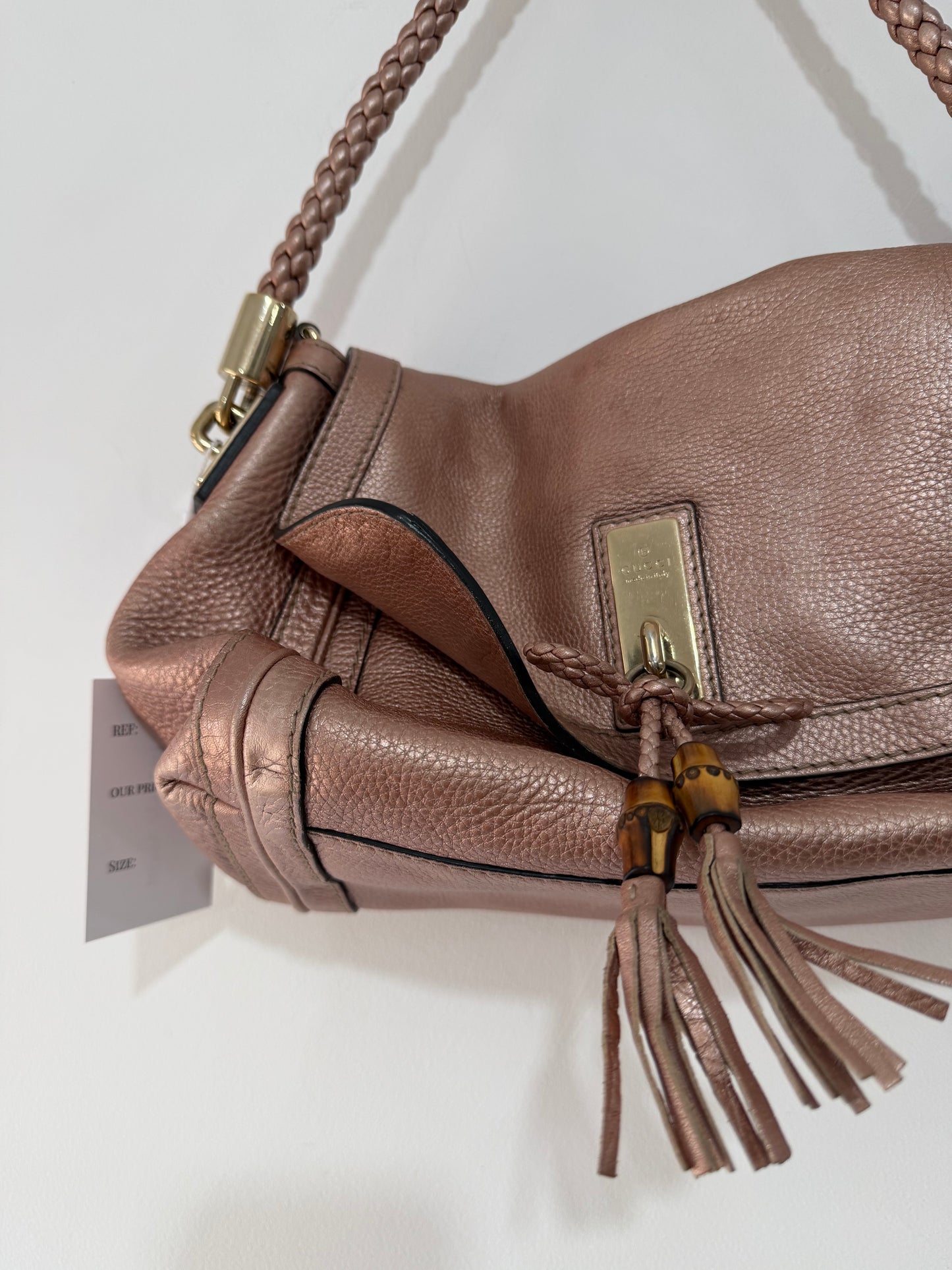 Pre-owned, Metallic Pink Gucci Bella Bag, Bamboo Vintage
