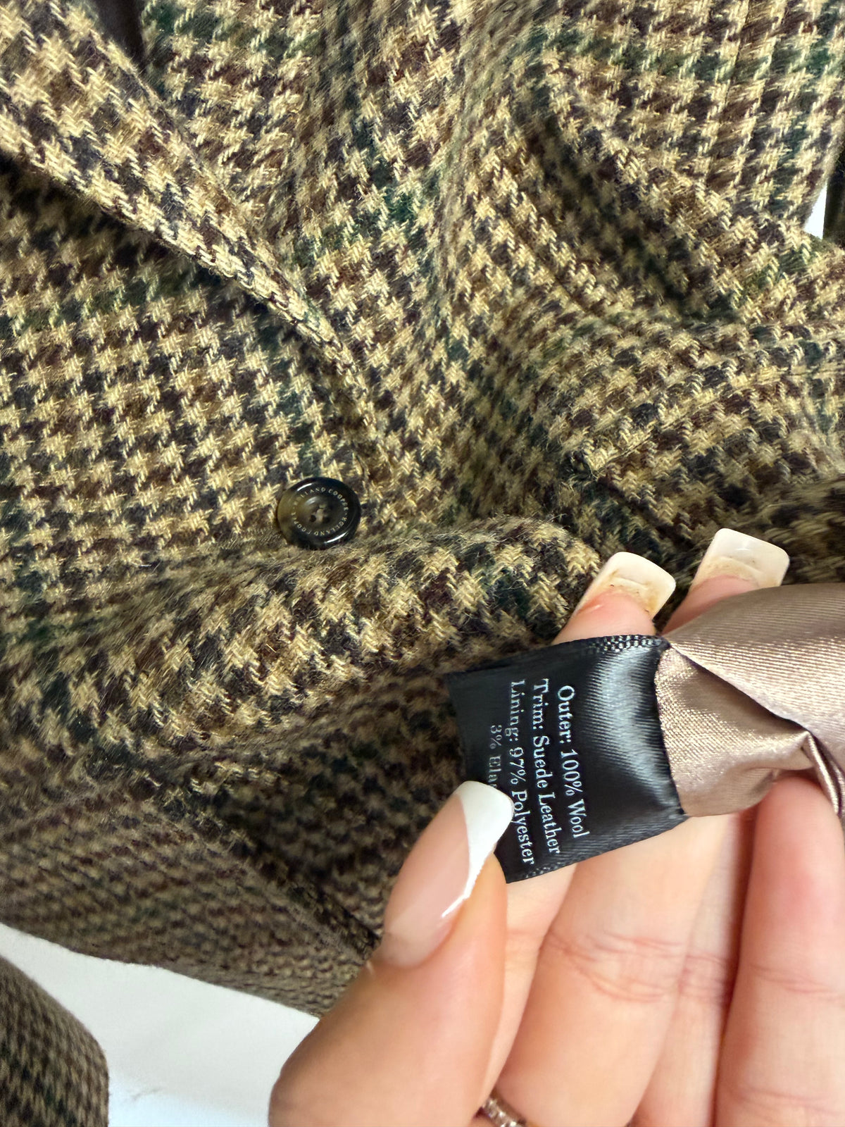 Preloved Holland Cooper Blazer, Size 10 Brown Houndstooth