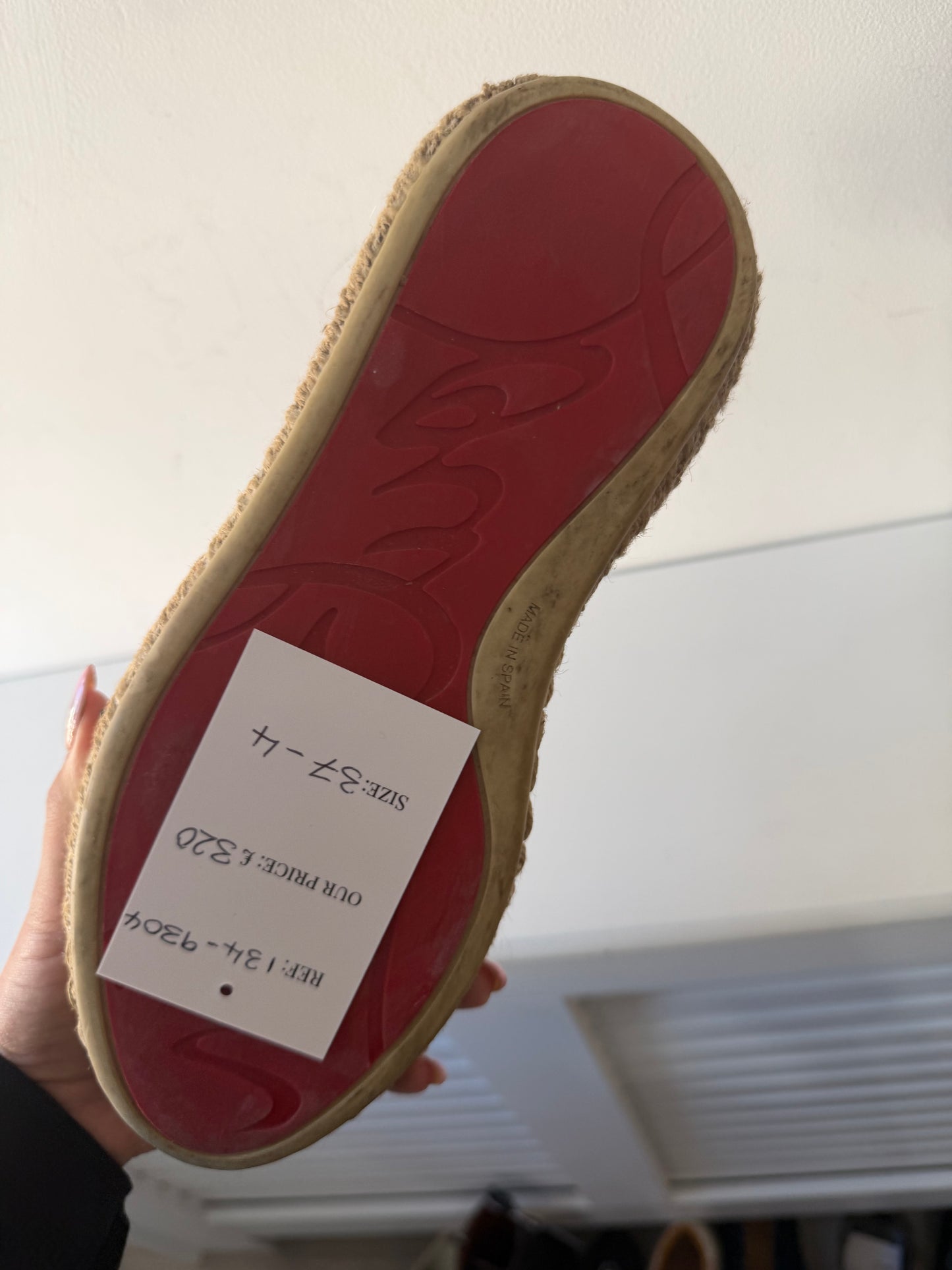 Preloved Christian Louboutin Espadrille Trainers Size 37 UK 4 Brown Navy