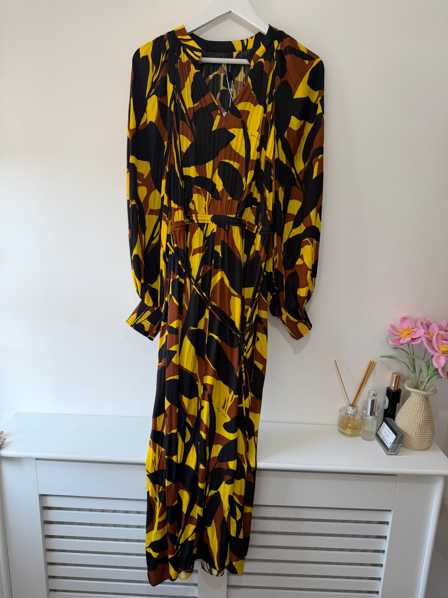 Preloved, Brown/Yellow Marccain Dress, Medium/Large