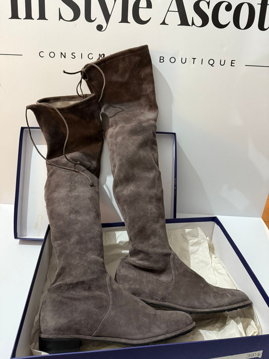Grey Suede Stuart Wietzman Over-the-Knee Boots, Size 39.5 (UK 6.5)