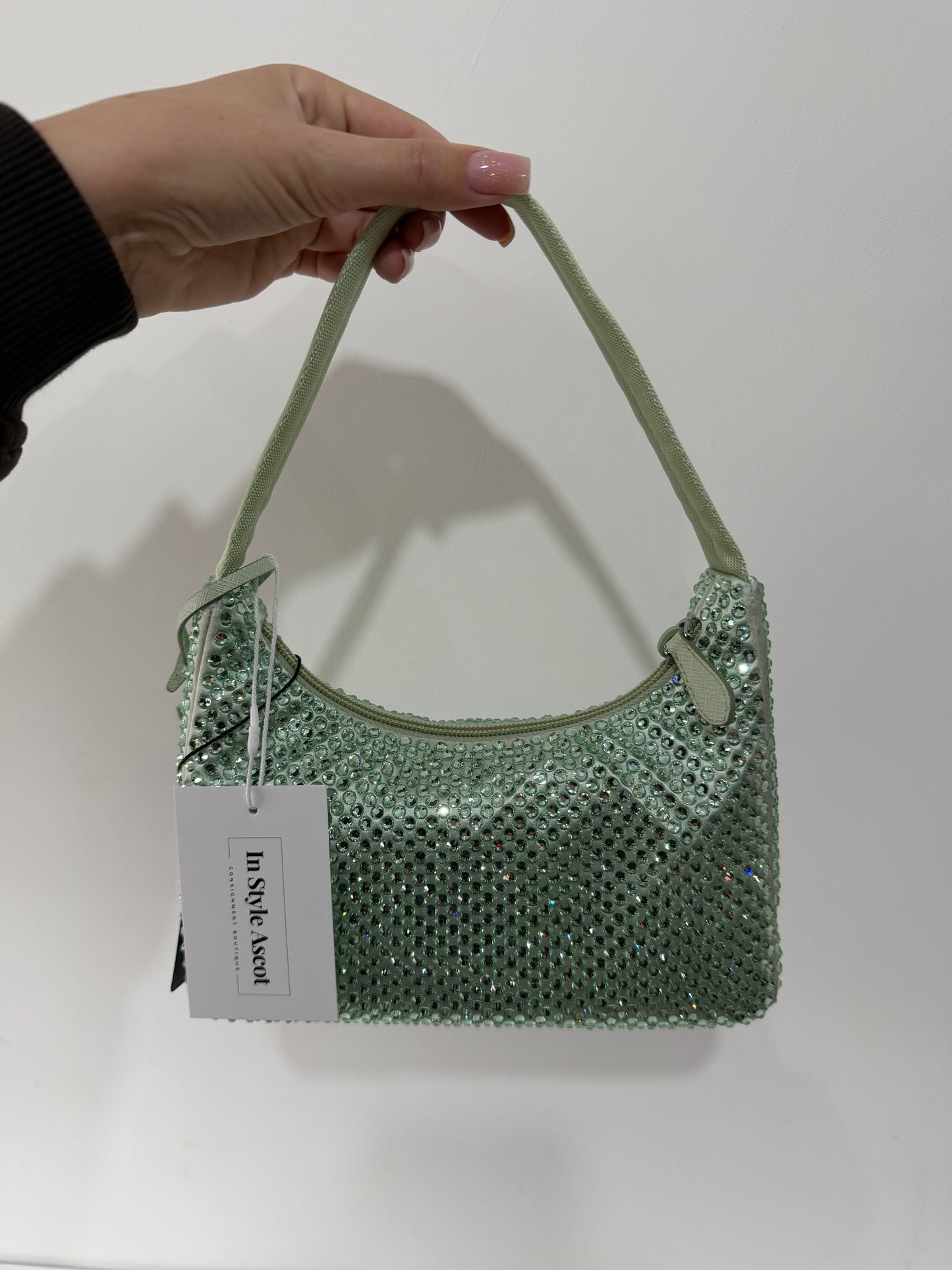 Pre-owned, Brand New Mint Crystal Prada Re-Edition 2000 Shoulder Bag