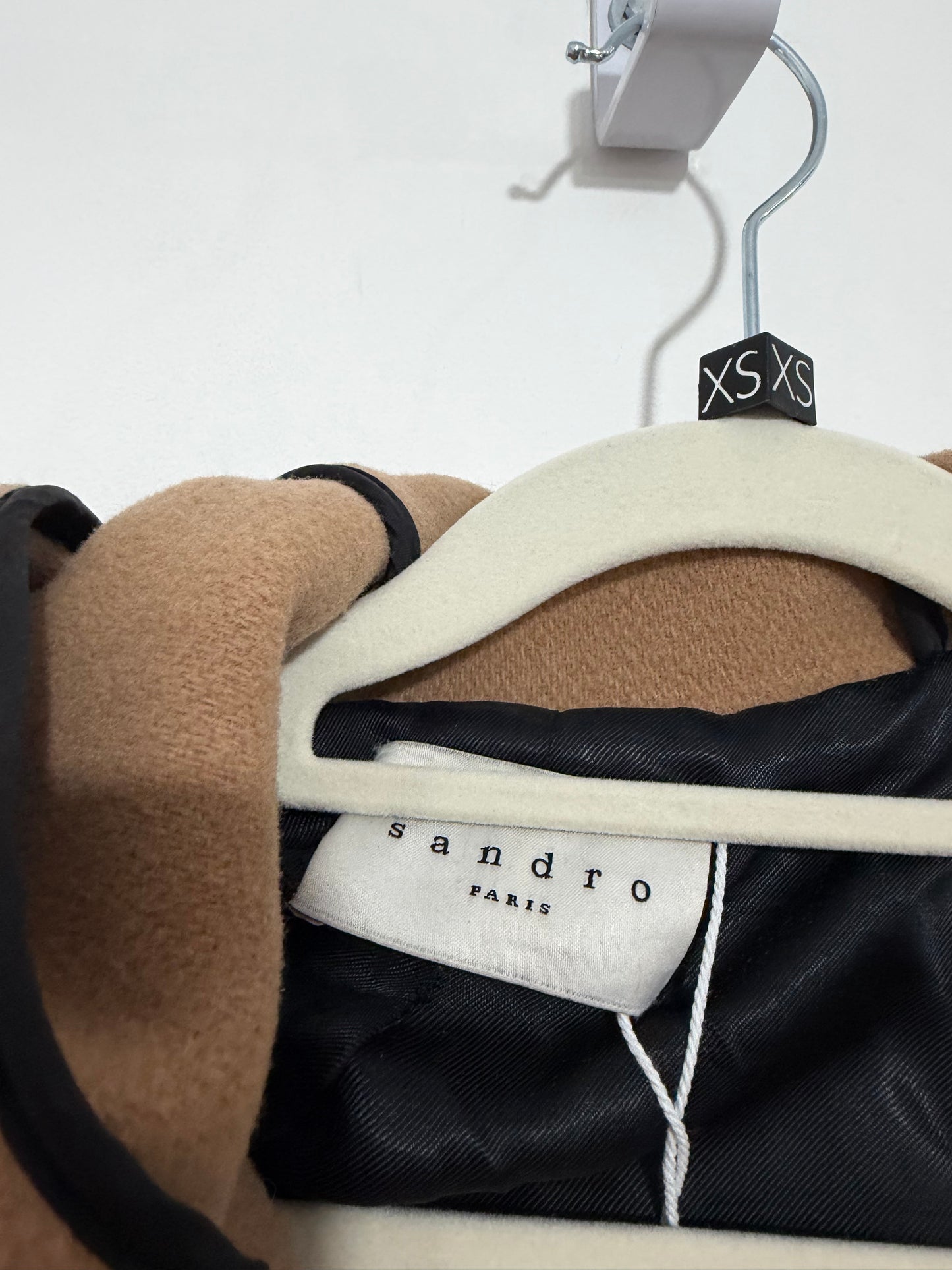 Pre-owned, Camel Sandro Fox Fur and Wool Coat, Size 8