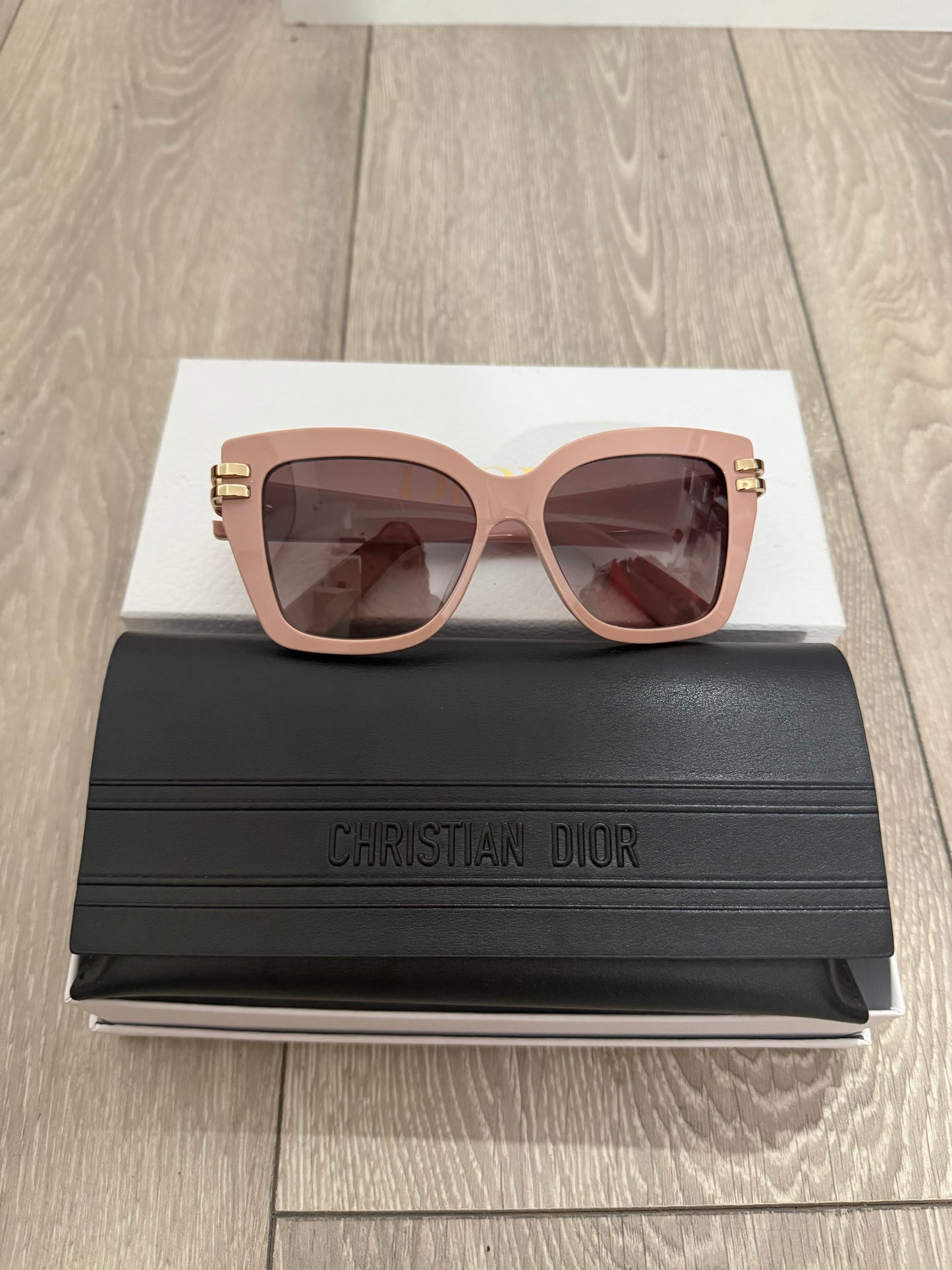 Pink Christian Dior Sunglasses, With case and box