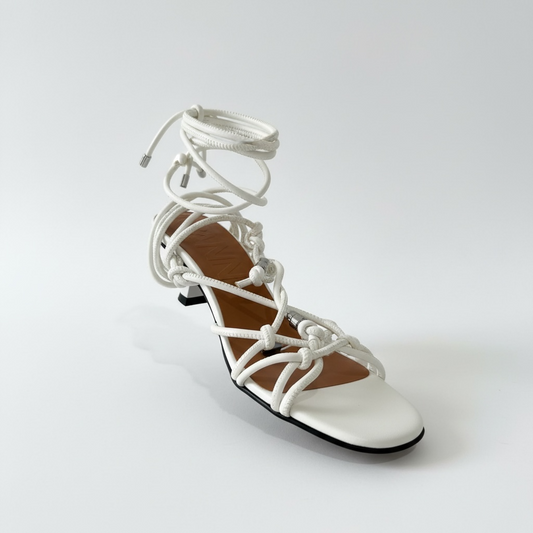 Pre-owned, Brand New Cream GANNI Kitten Heels, Size 6 (39)