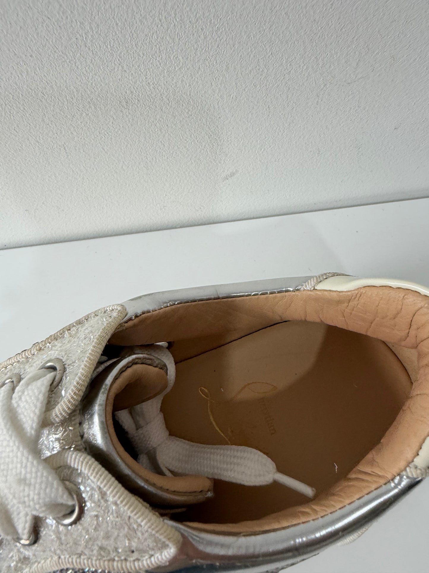 Preloved, Silver Christian Louboutin Trainers, Size 36.5 - UK 3.5