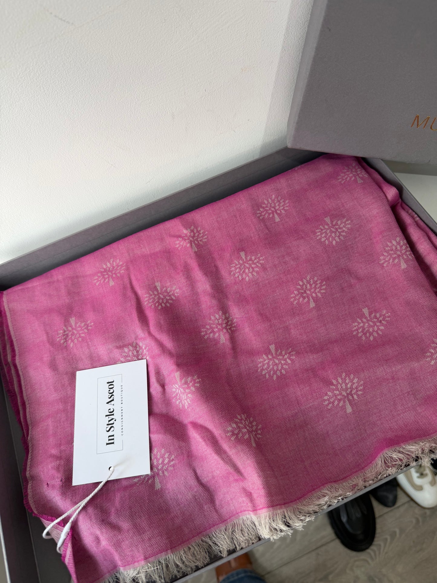 Preloved Mulberry Scarf Length around 185 cm Pink