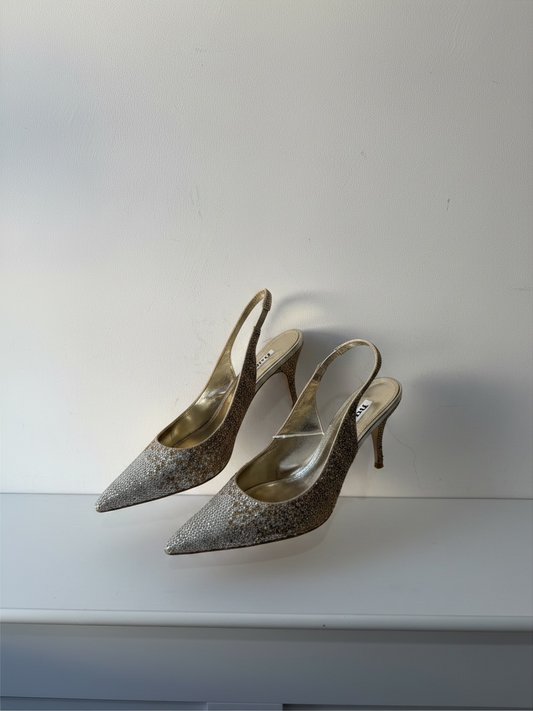Preloved Dune Bag and Heels Set Size 41 - UK 7.5/8 Gold and Silver