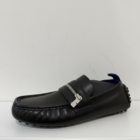 Pre-owned, NEW, Black Burberry Drivers Loafers, Size 44