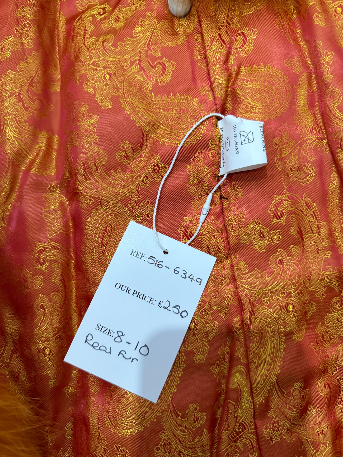 Orange Boutique Fur Coat, Size 8-10