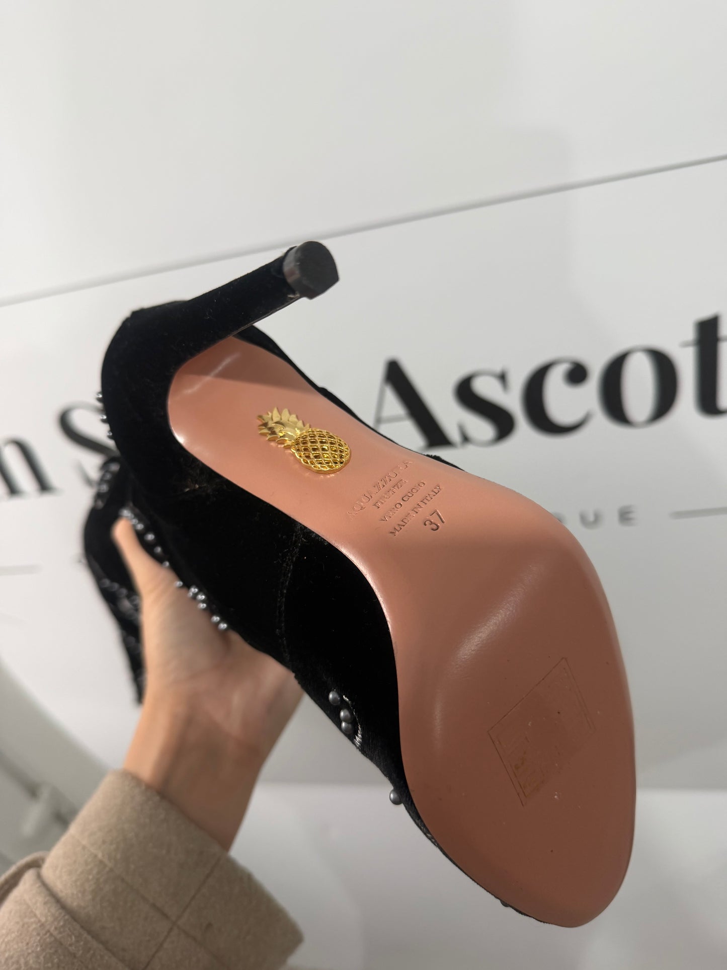 Black Aquazzura Heeled Boots, Size 37 - UK 4