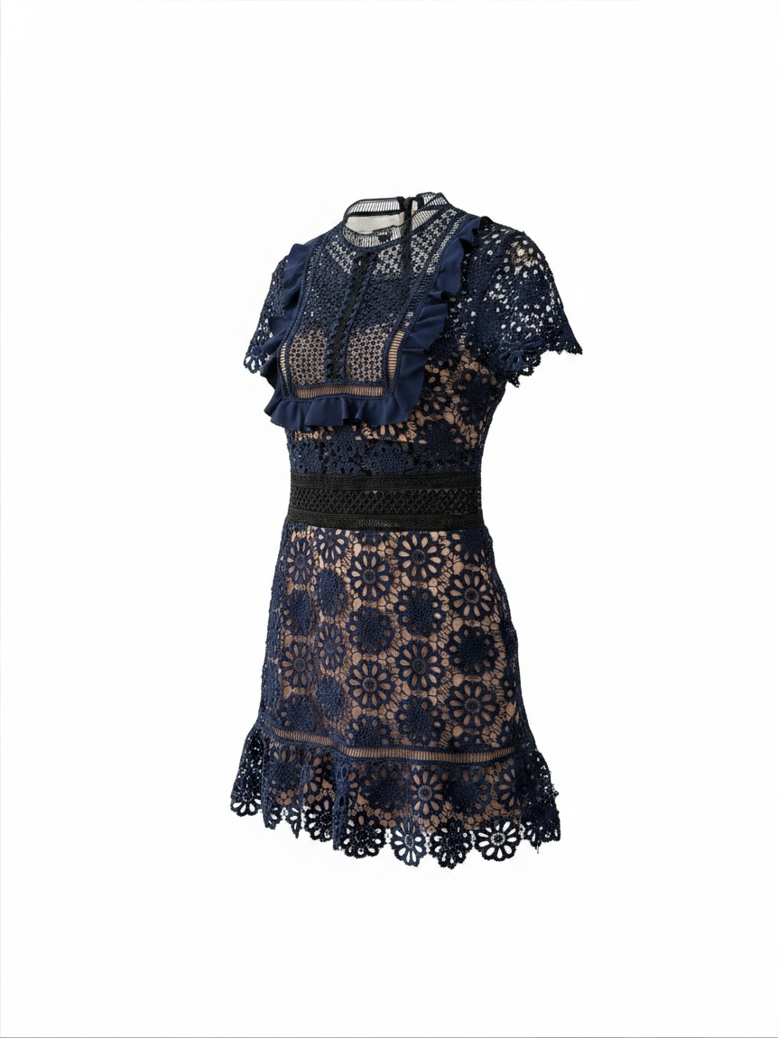 Preloved Self-Portrait Dress Size 10 Navy