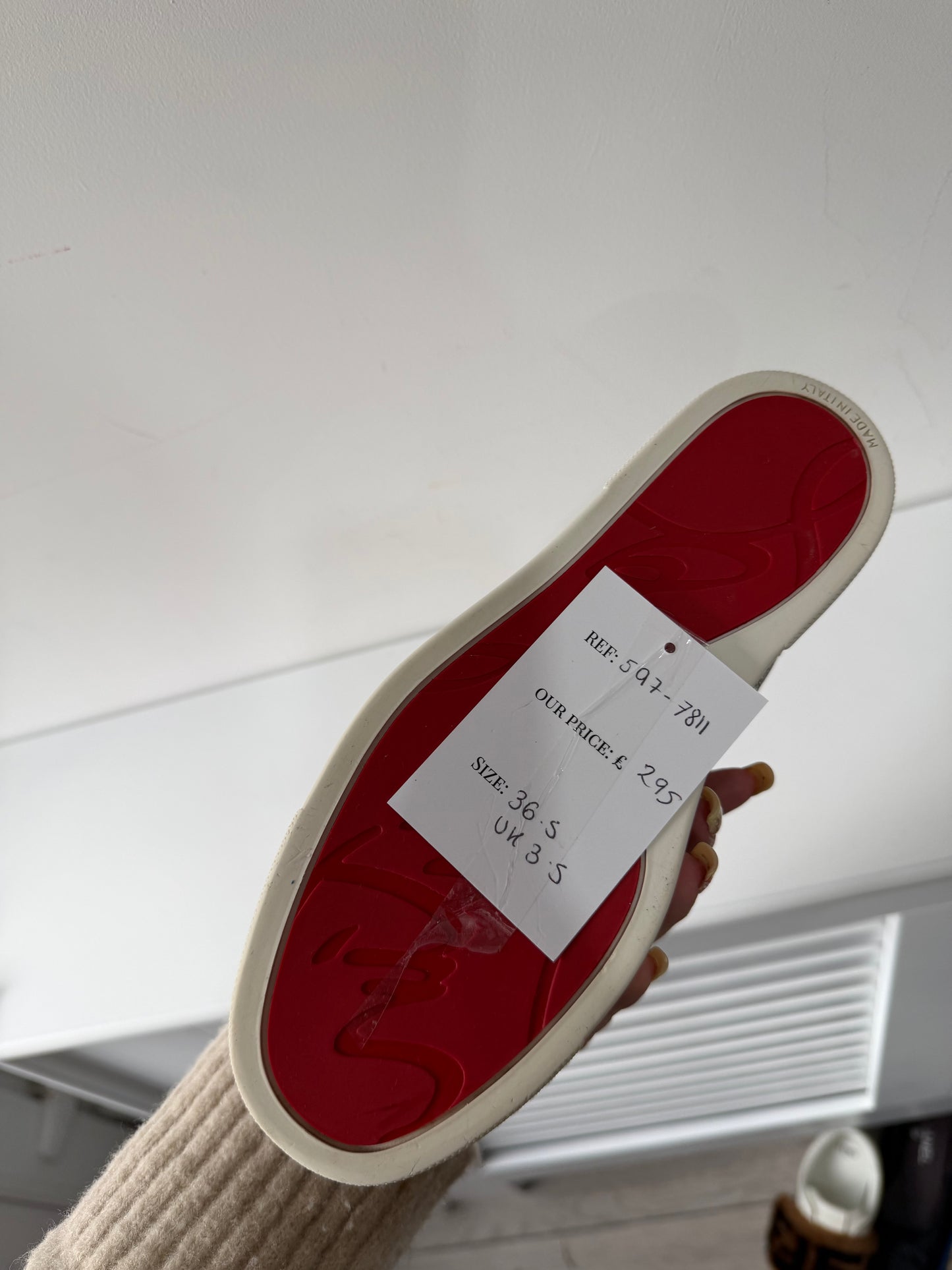 Preloved, Silver Christian Louboutin Trainers, Size 36.5 - UK 3.5