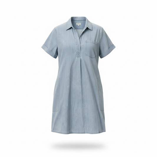 Denim Light Blue Hartford Cotton Shift Dress, Pre-owned, Fits size 12