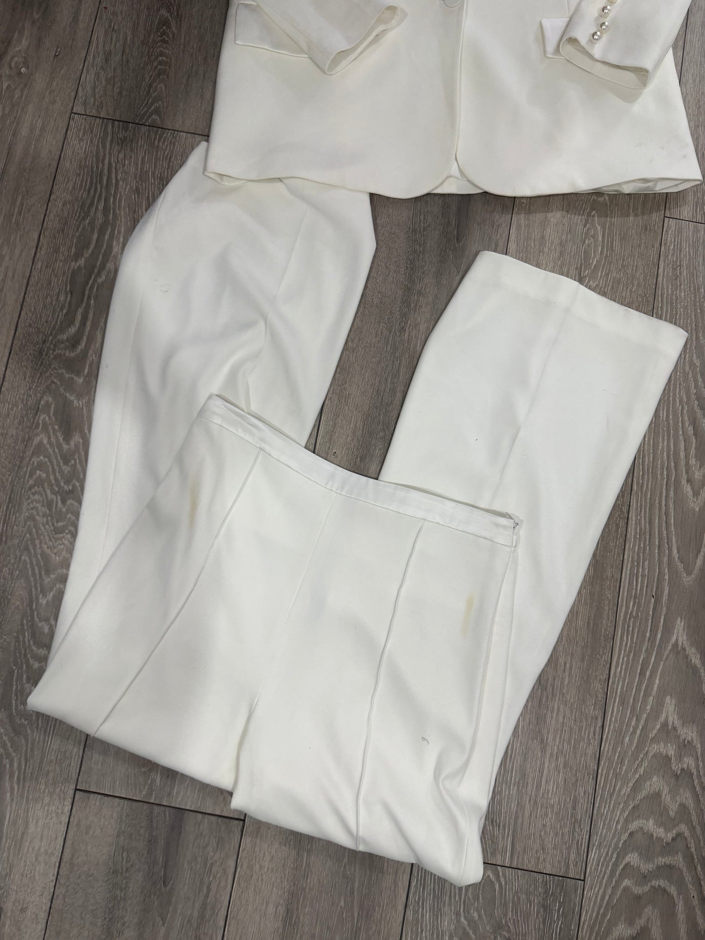 White Nadine Merabi Blazer & Trouser Set, Size L/XL