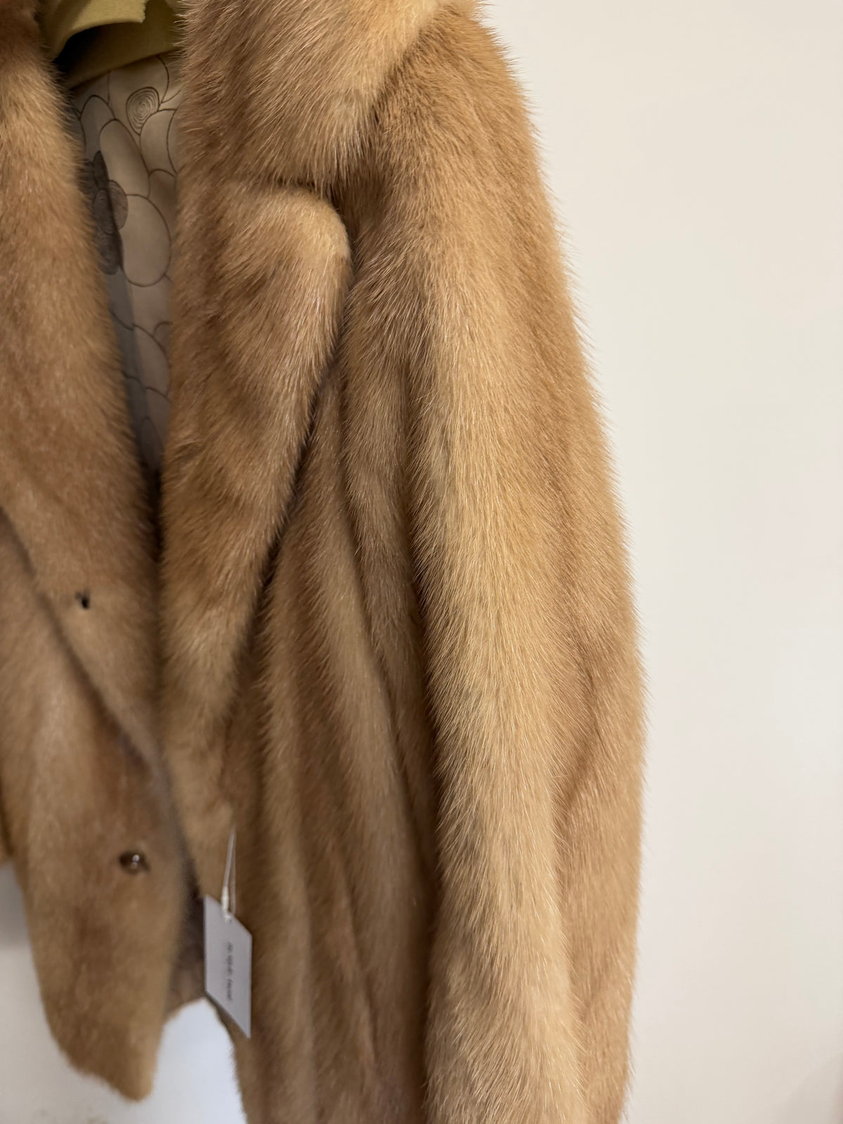 Preloved Mink Fur Coat Small Beige