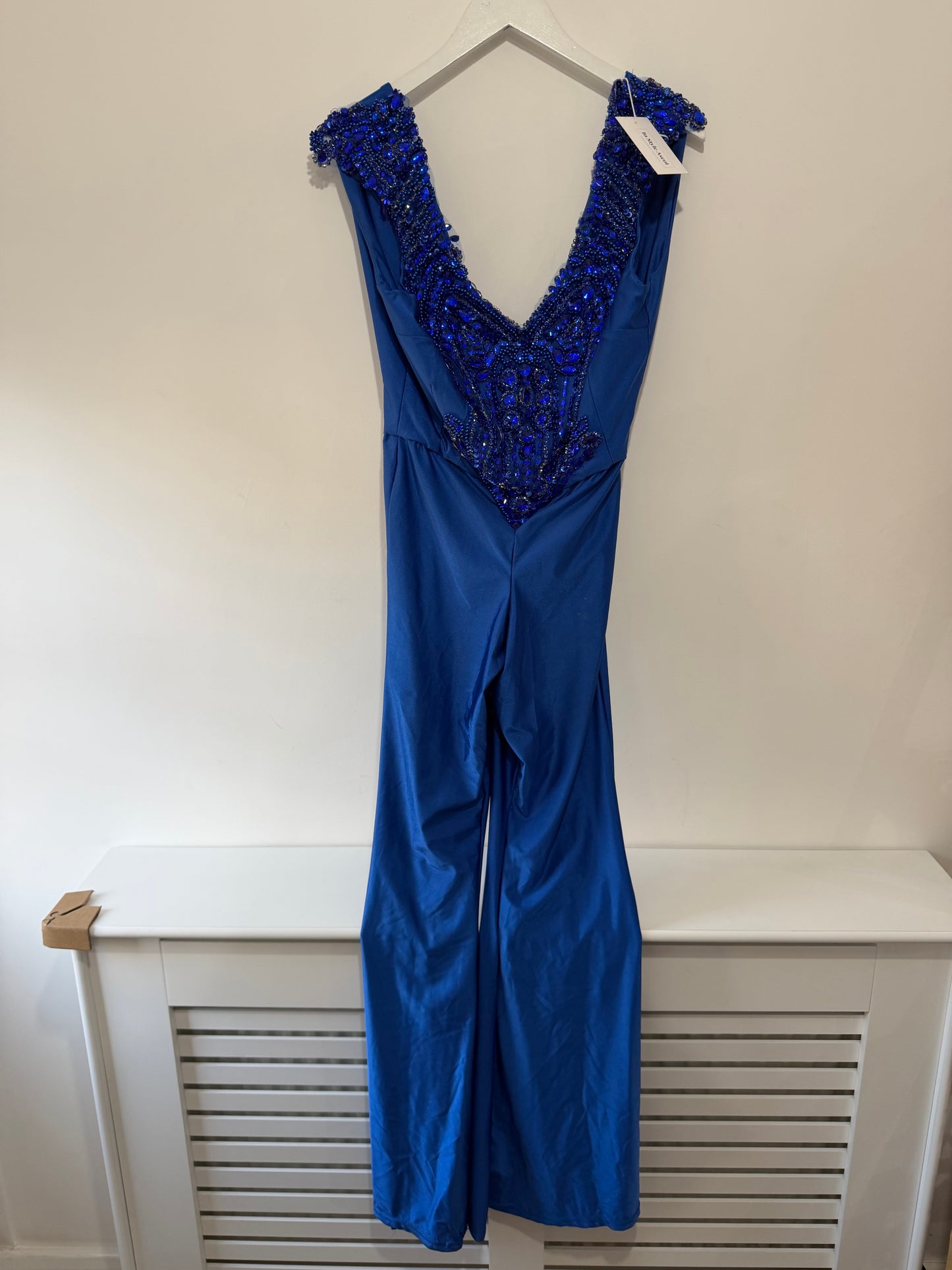 Pre-owned, Blue Crystal Diamonte Jumpsuit, Size 10