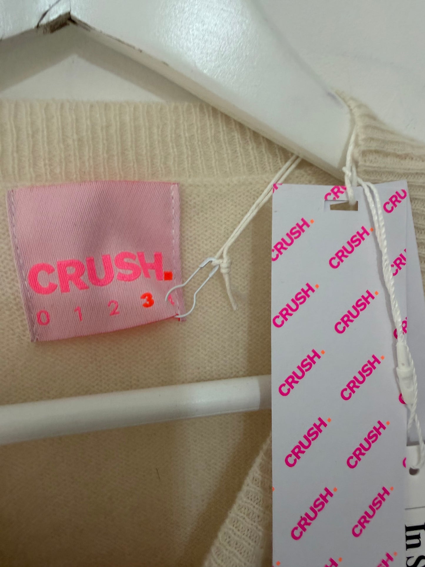 Preloved Cream BNWT 100% Cashmere Crush 01234 Short Sleeve Knit Top, L