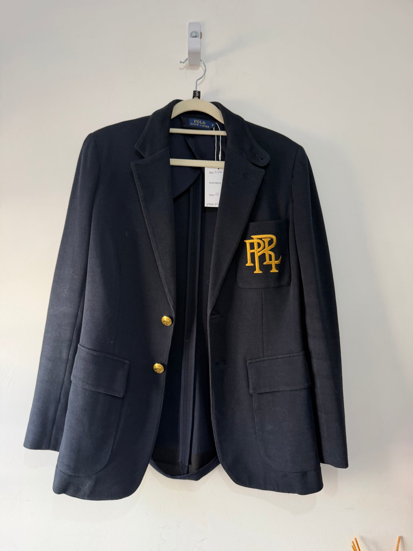 Preowned Navy Polo Ralph Lauren Blazer Jacket, Size UK 10