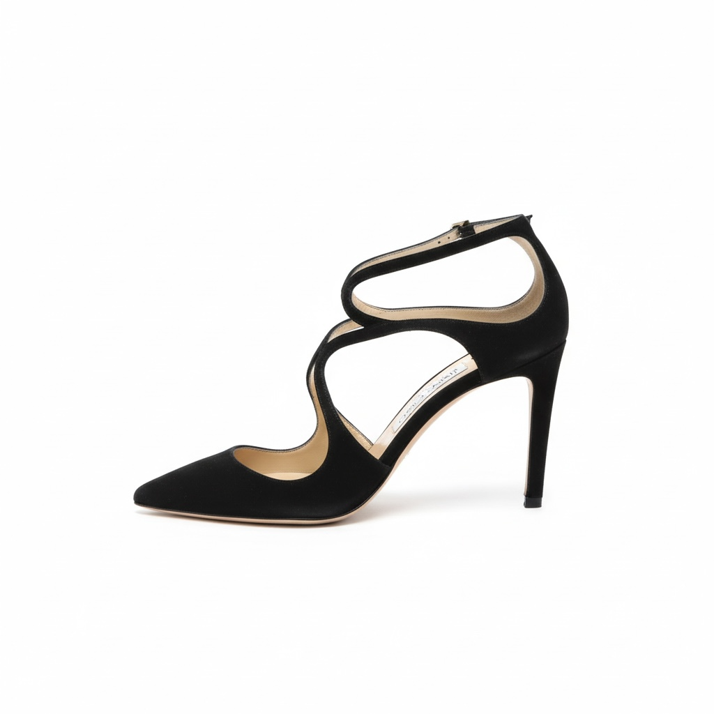 Preloved Black Suede Jimmy Choo Heels, Lance, Size 6.5