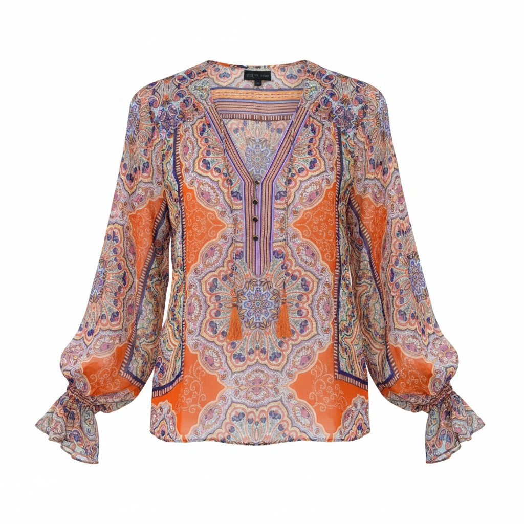 Pre-loved Patterned Orange Hale Bob Blouse, XL