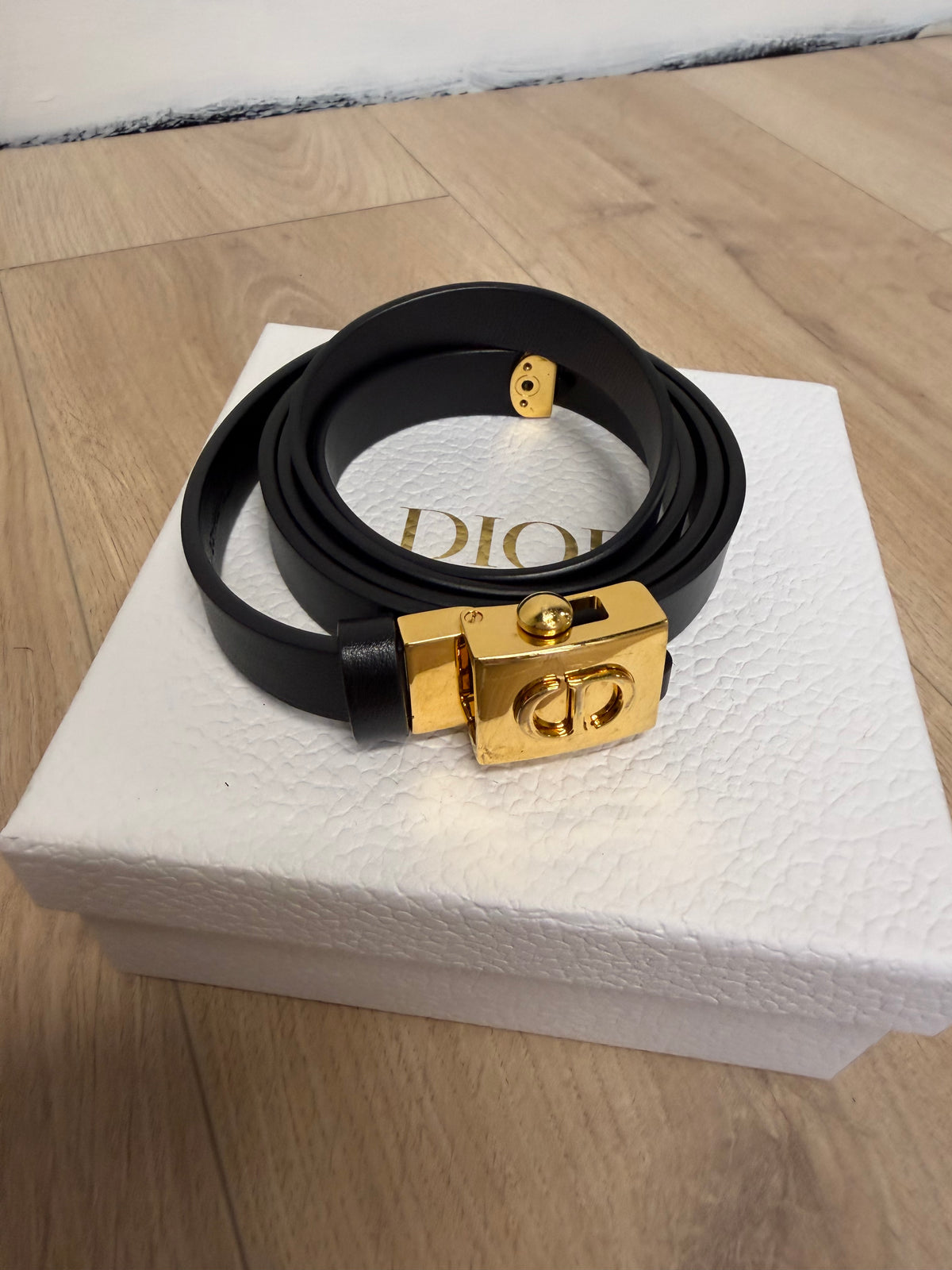 Preloved Christian Dior Belt 75cm Black with Gold hardware