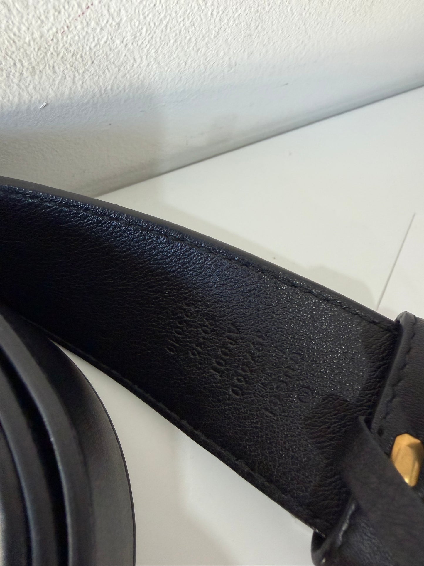 Pre-owned, Black with Gold Hardware Gucci Belt, Size 90/36
