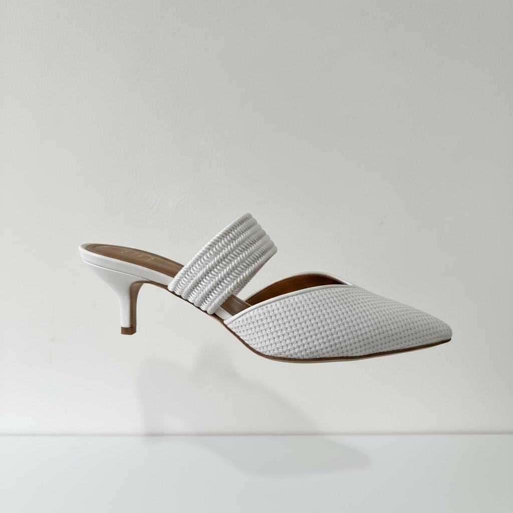 Pre-owned, Brand New White Malone Souliers Kitten Heels, Size 39 - UK 6