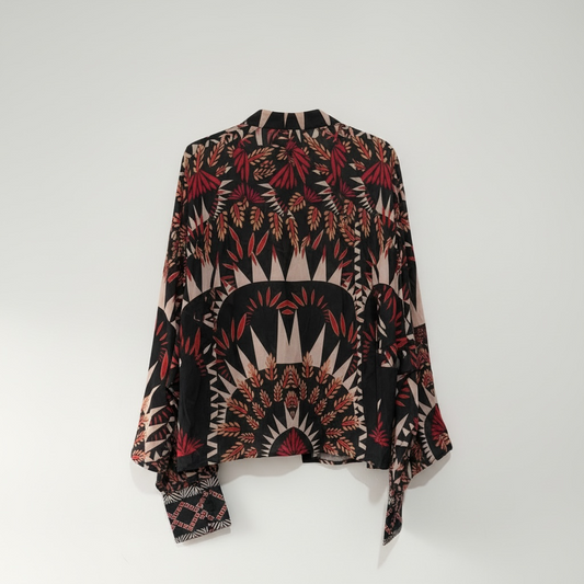 Pre-owned black with pattern Karen millen Top, Size uk 12