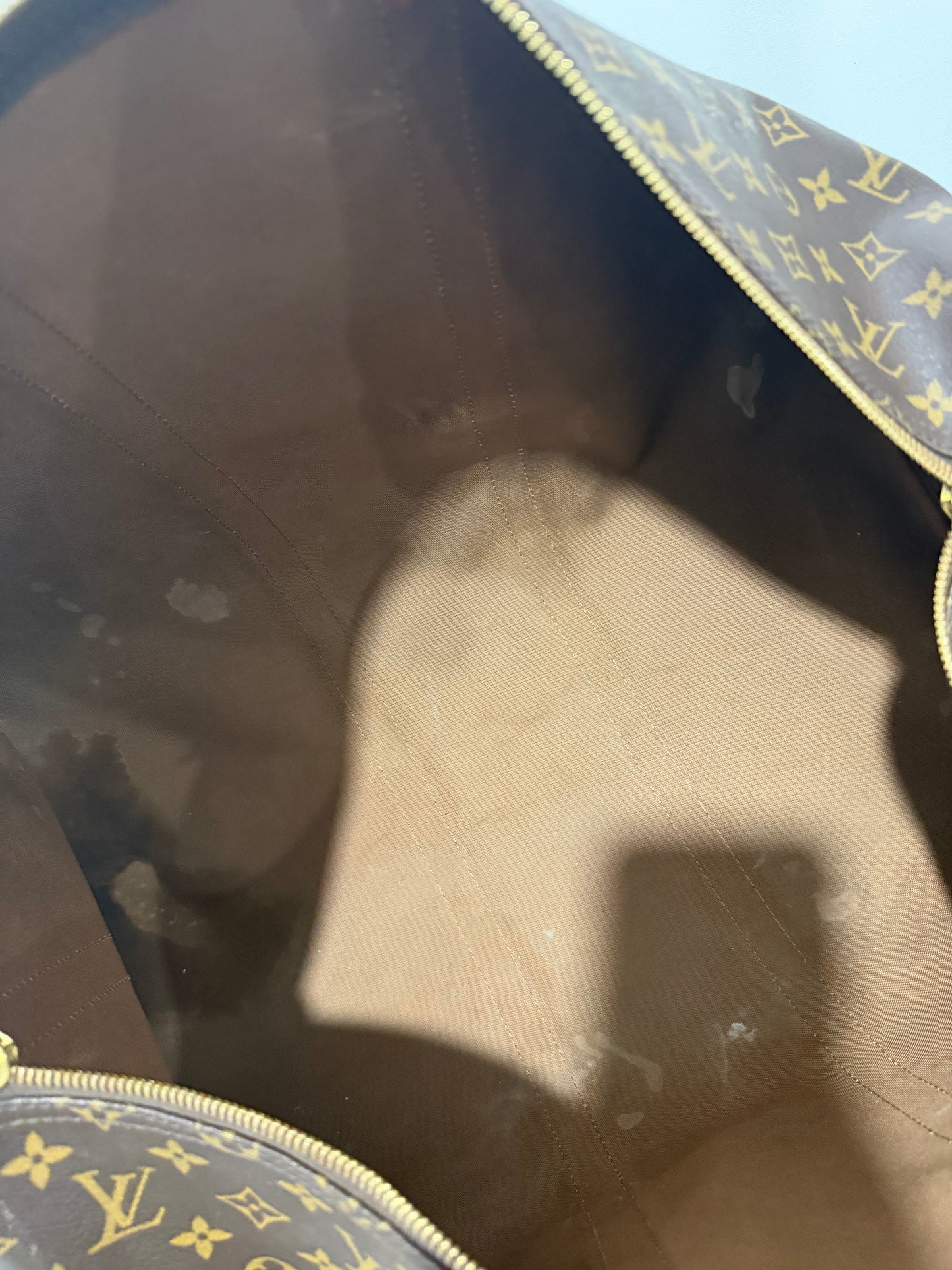 Pre-owned Monogram bandouliere with strap Louis Vuitton Keepall Duffle, 55