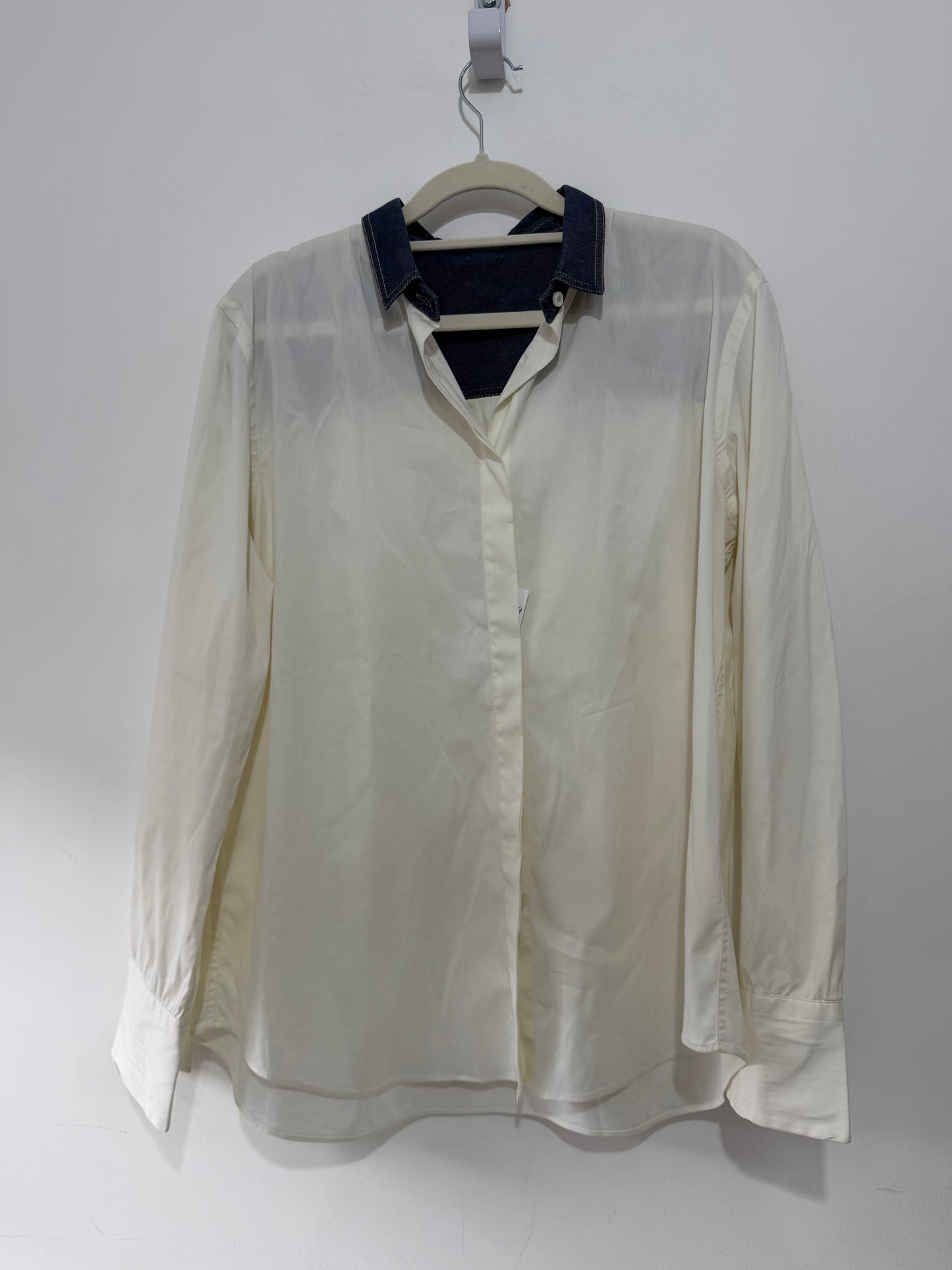 Preloved Cream and Blue Brunello Cucinelli Shirt, Size 12