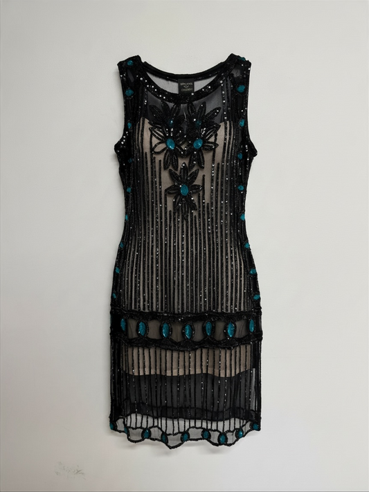 Preloved Kate Moss Topshop Sequin Dress Size UK 12 Black