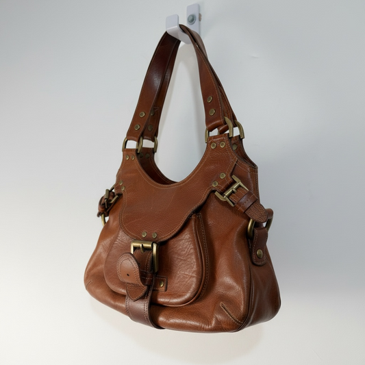 Preloved Brown Leather Mulberry Handbag, Medium